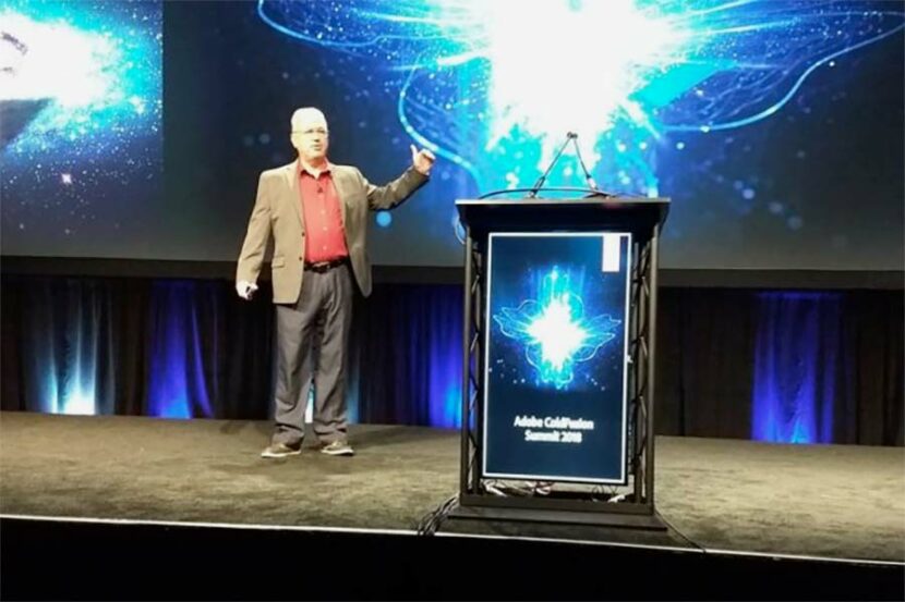 Joe Homan delivers a keynote presentation at the Adobe ColdFusion Summit 2018 in Las Vegas.